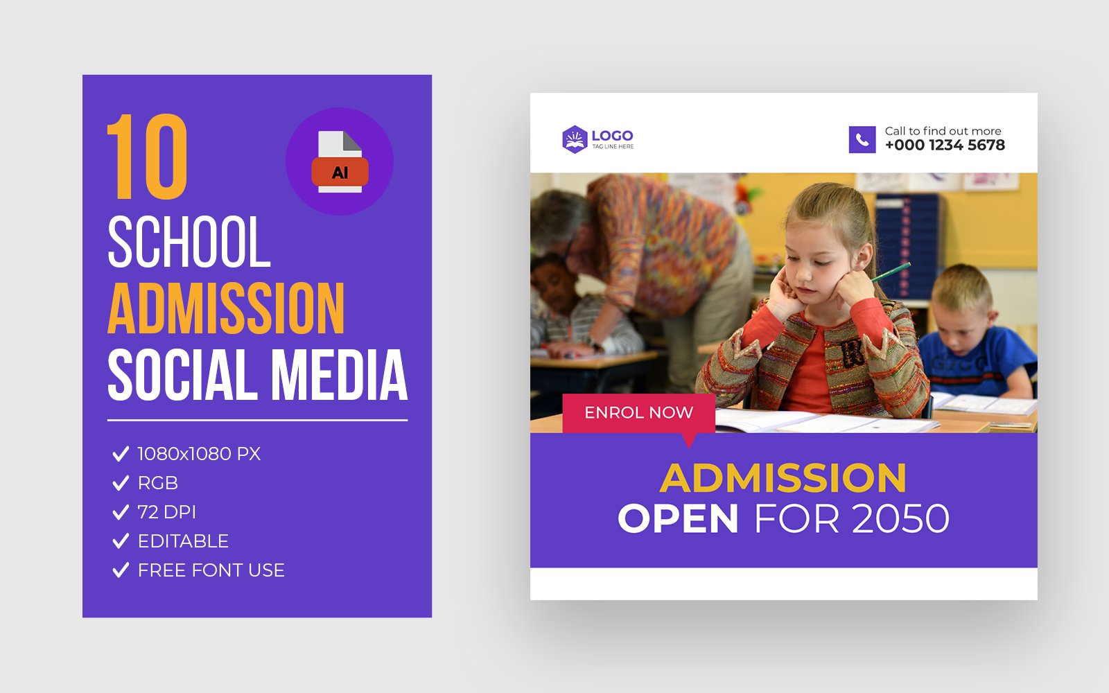 School Admission Social Media Post Design Bundle