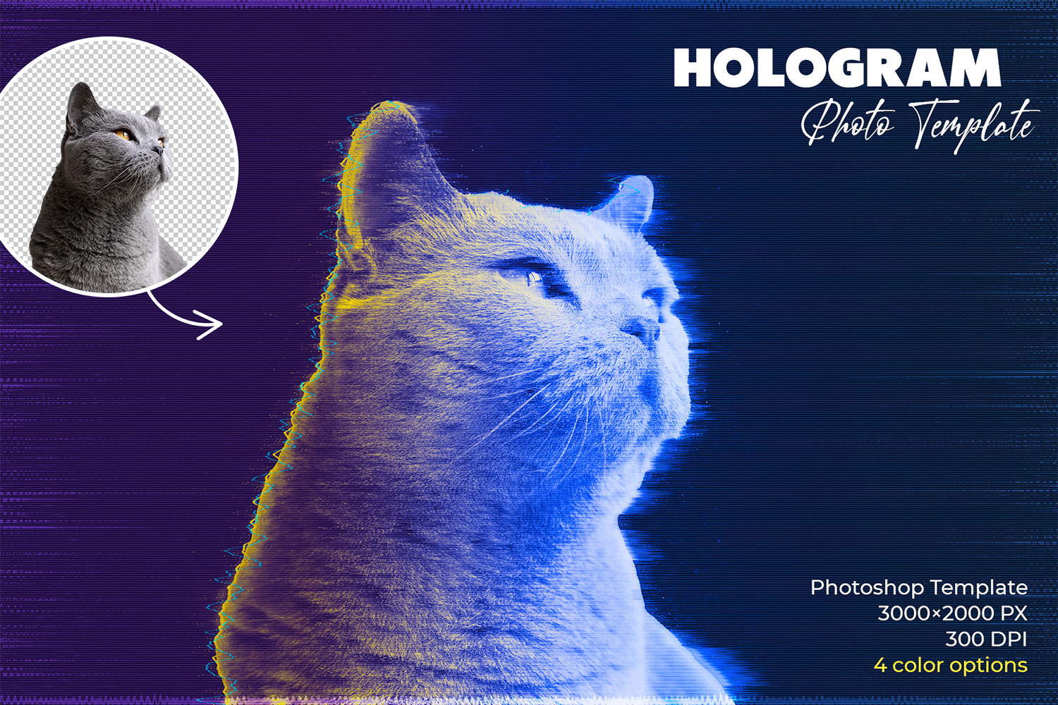 Hologram Photoshop Template