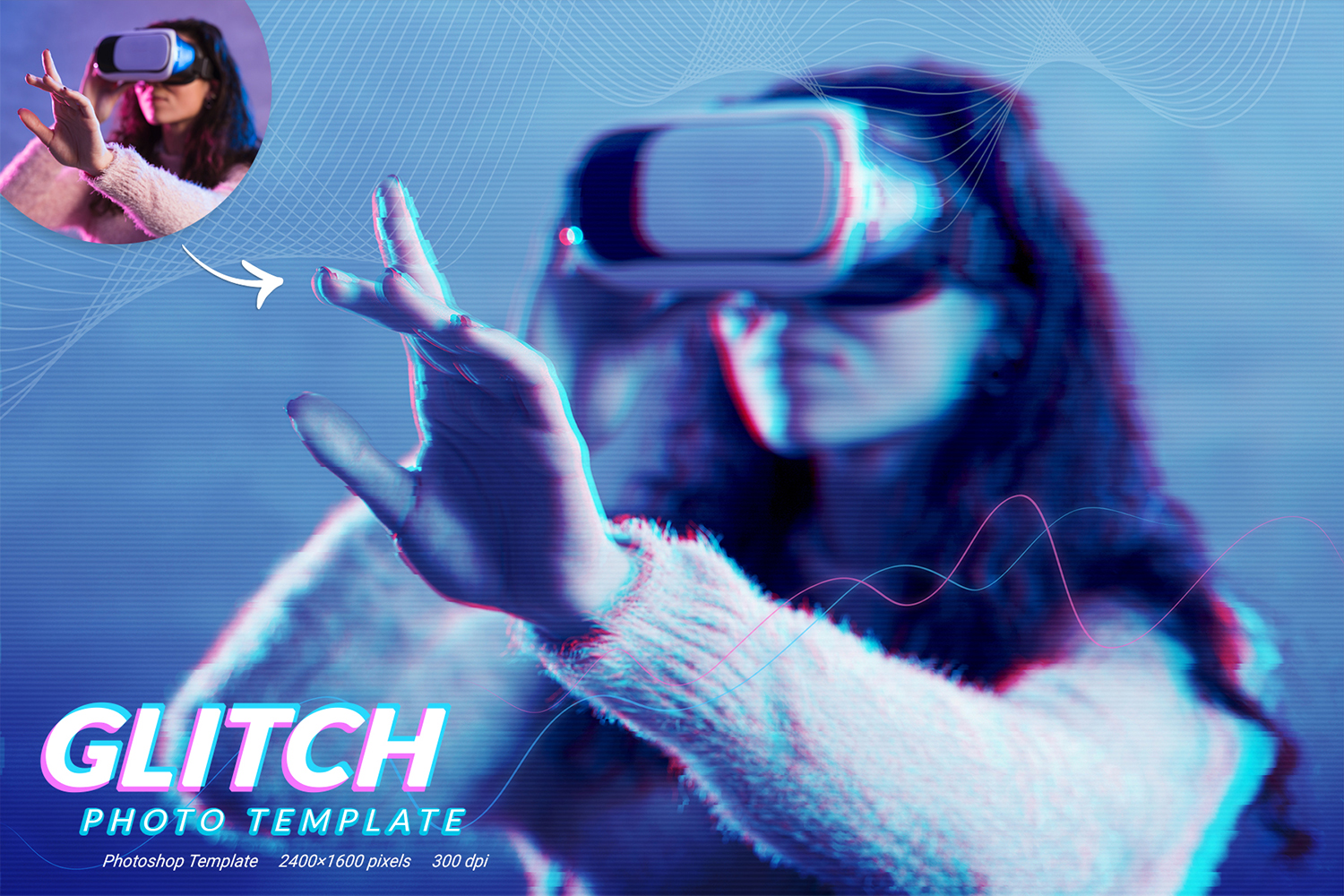 Glitch Effect Photoshop Template