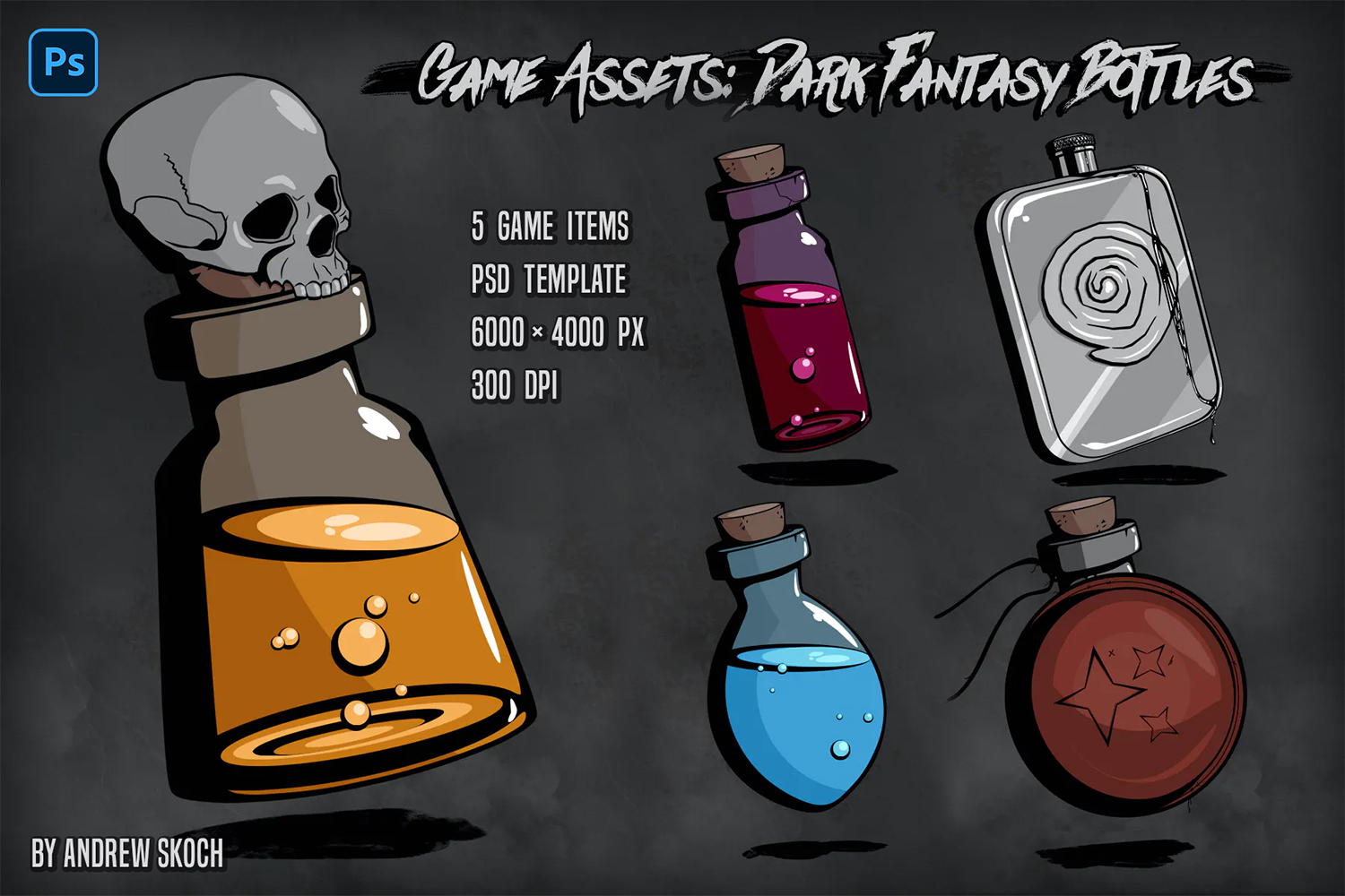 Game Assets: Dark Fantasy Bottles