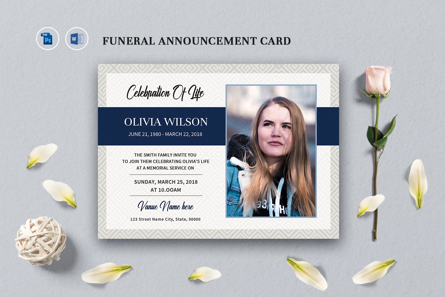 Funeral Announcement and Invitation Card