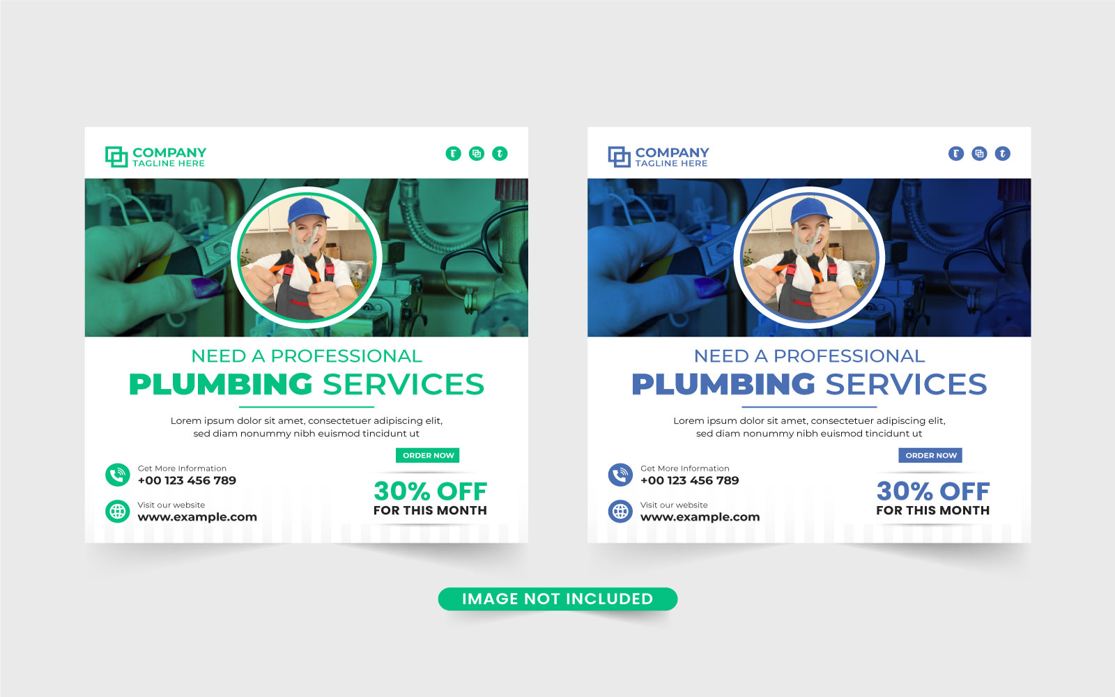 Plumbing business web banner vector
