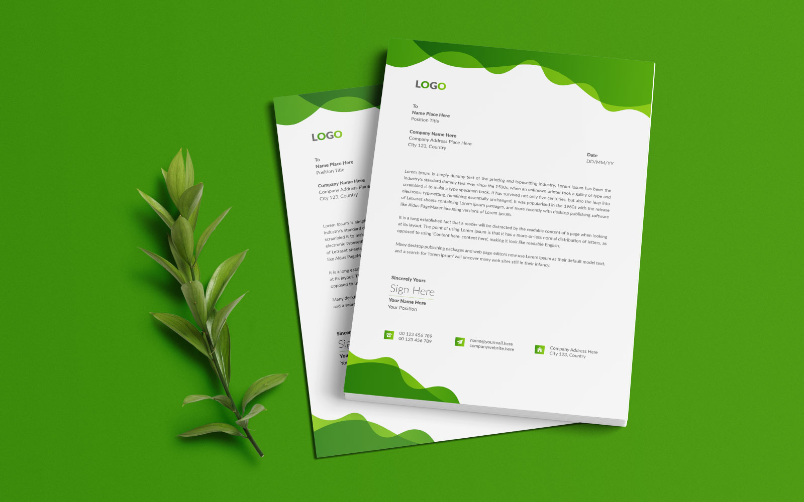 Creative Flat Style Letterhead Template with Various Colors