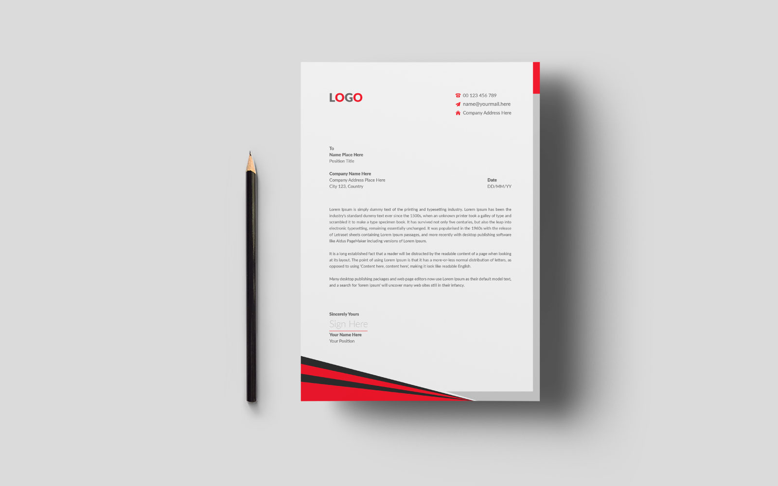 Company Letterhead Design Template with 4 Colors
