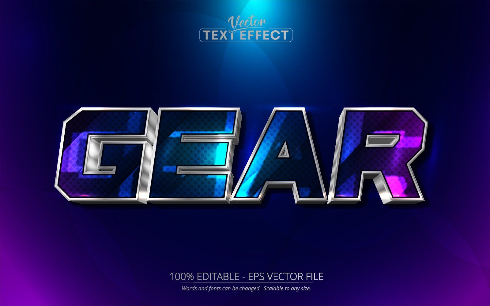 Gear - Editable Text Effect, Colorful Metallic Shiny Silver Text Style, Graphics Illustration