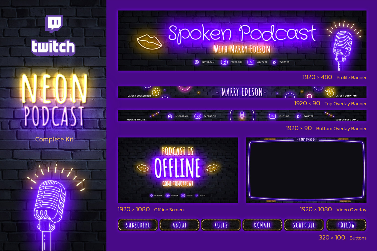 Neon Podcast Twitch Temploates