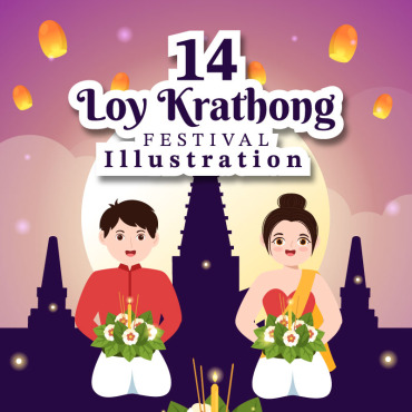 Krathong Loy Illustrations Templates 276334