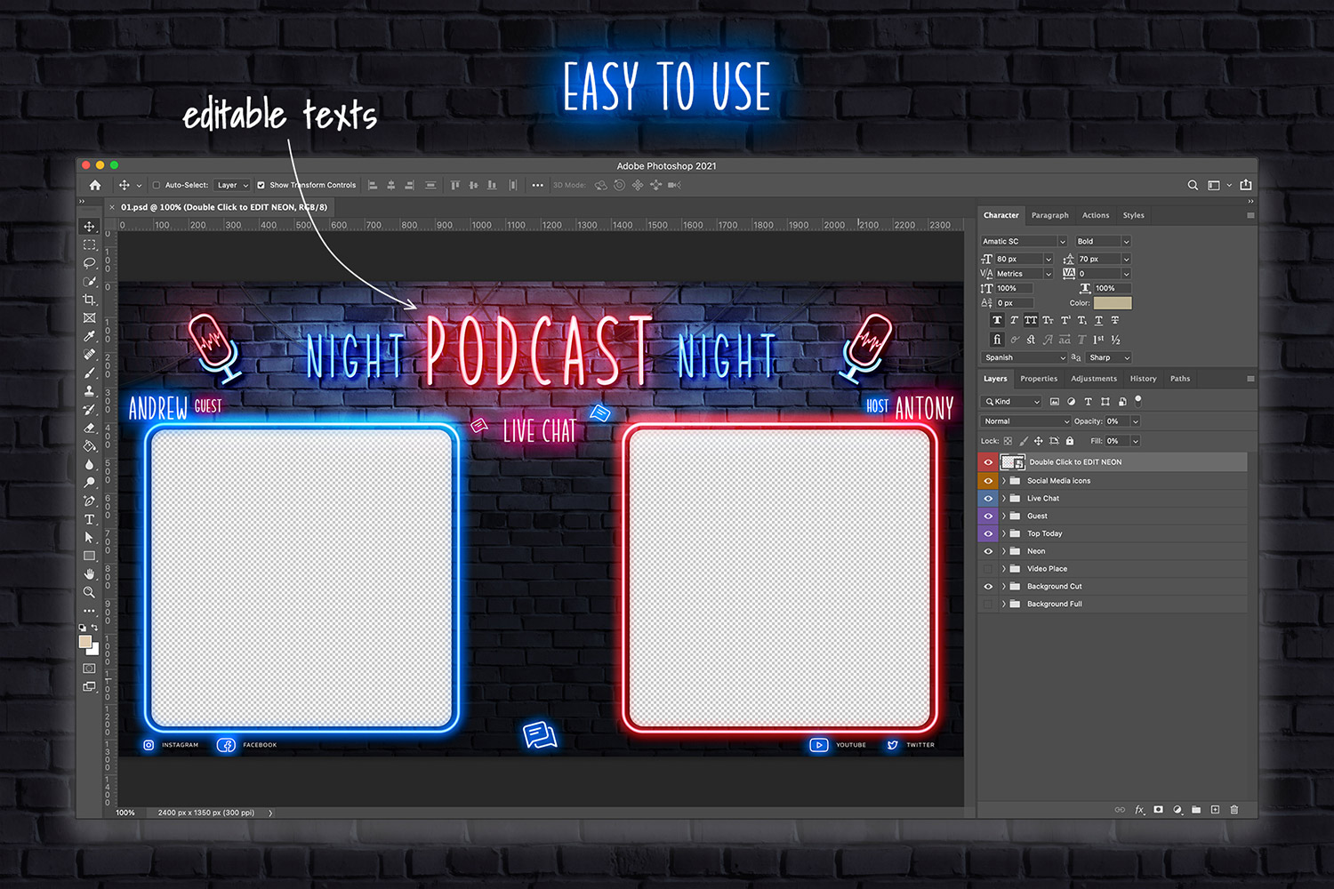 Neon Podcast – Twitch Video Overlay