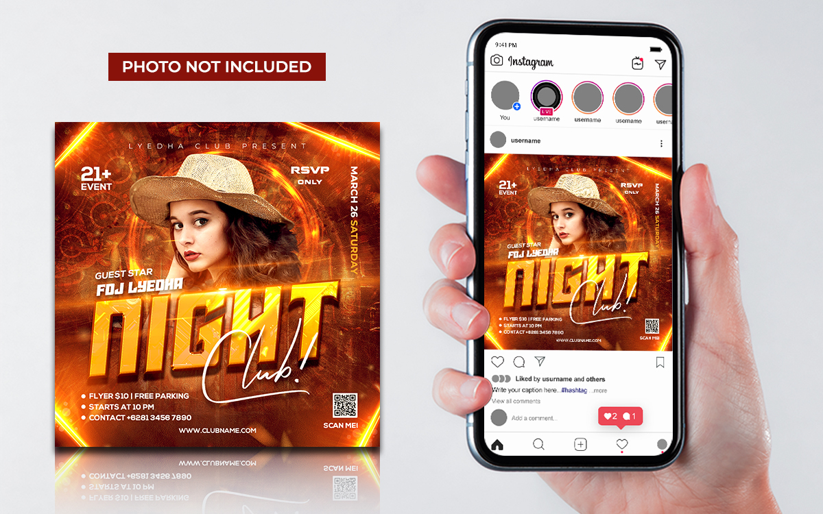 Night Club Party Flyer Template Social Media Post