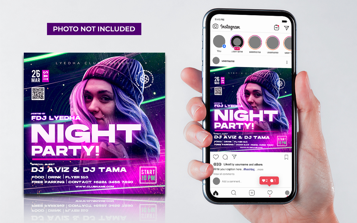 Night Club Dj Party Flyer Social Media Post And Web Banner