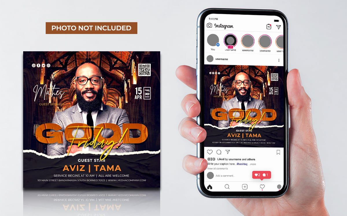 Good Friday Service Flyer Social Media Template