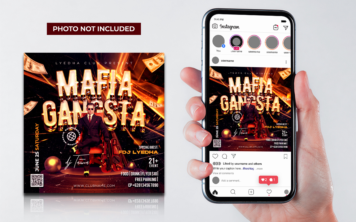 Mafia Gangsta Club Dj Party Flyer Social Media Post