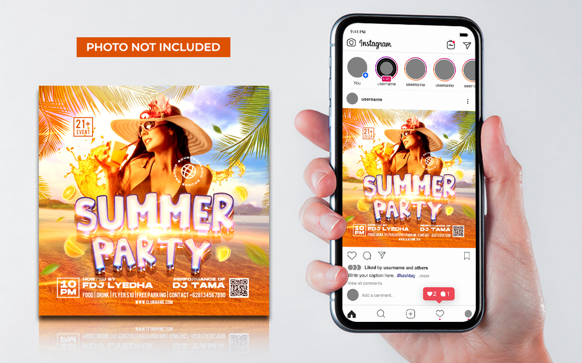 Summer Party Flyer Social Media Post Web Banner