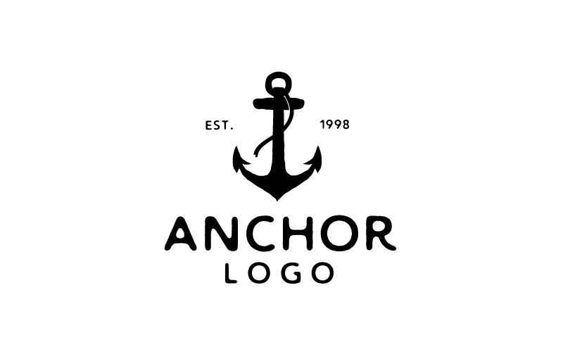Vintage Hipster Silhouette Anchor Logo Design