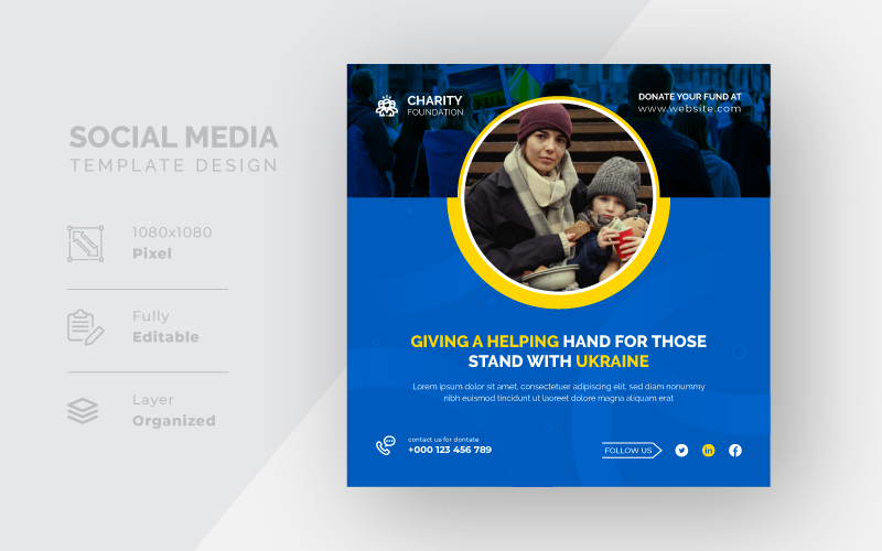 Stand With Ukraine Social Media Template Design