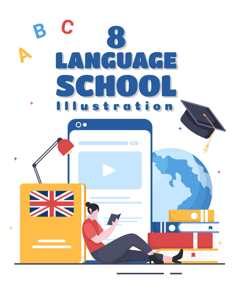 8 Language Learning School Illustration