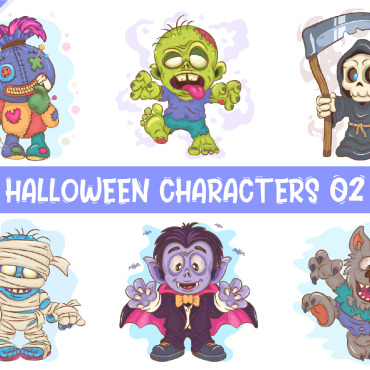 Halloween Characters Vectors Templates 276680