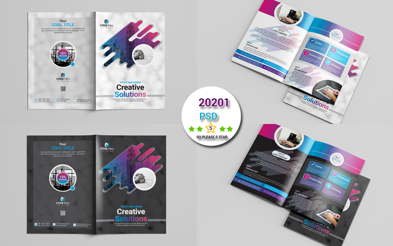 Dark Cover Version Corporate Bi-Fold Brochure  Template Corporate Identity Template