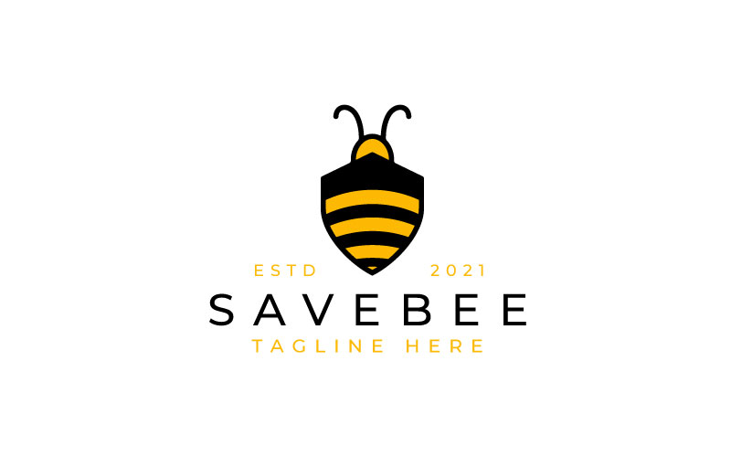 Security Shield With Bee Logo Design Vector Template