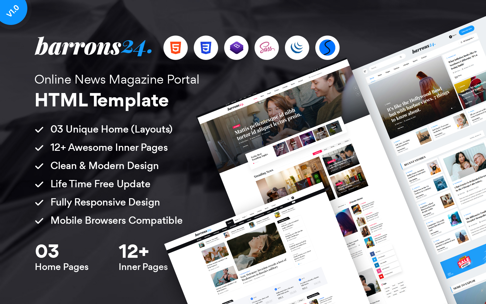 Barrons24 - News & Magazine HTML Template