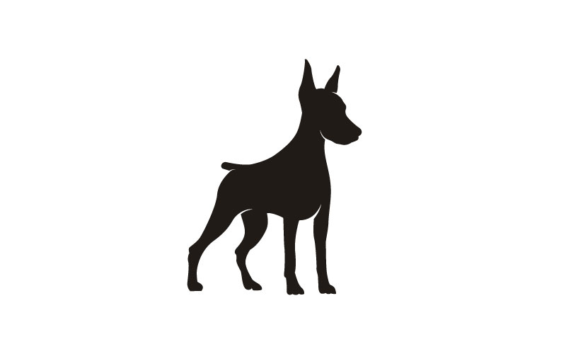 Silhouette Of Standing Doberman Pinscher Dog Suitable For Logo Design