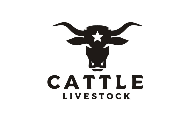 Western Bull Cow Buffalo Head Silhouette Logo Template