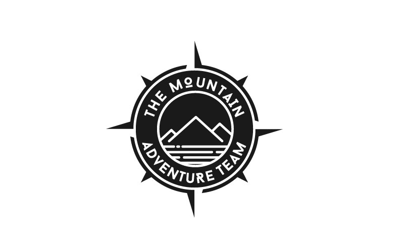 Mountain Adventure With Compass Badge Logo Template