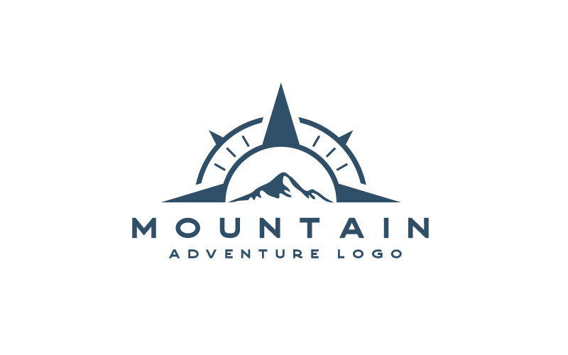Compass With Mountain Logo Template