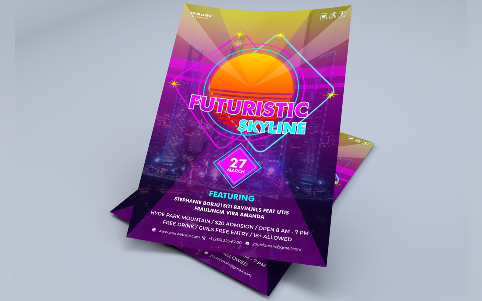 Futuristic Skyline Flyer Design