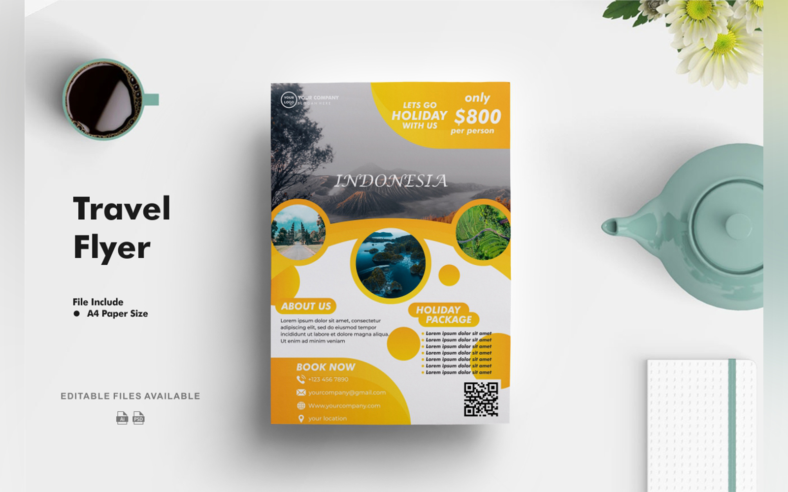 Travel Holiday Flyer Design Template