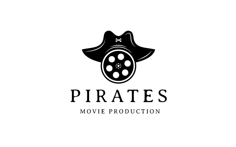 Pirates Hat With Film Reel For Movie Production Logo Design