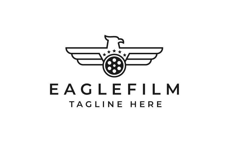 Line Art Eagle Movie Production Logo Design Template