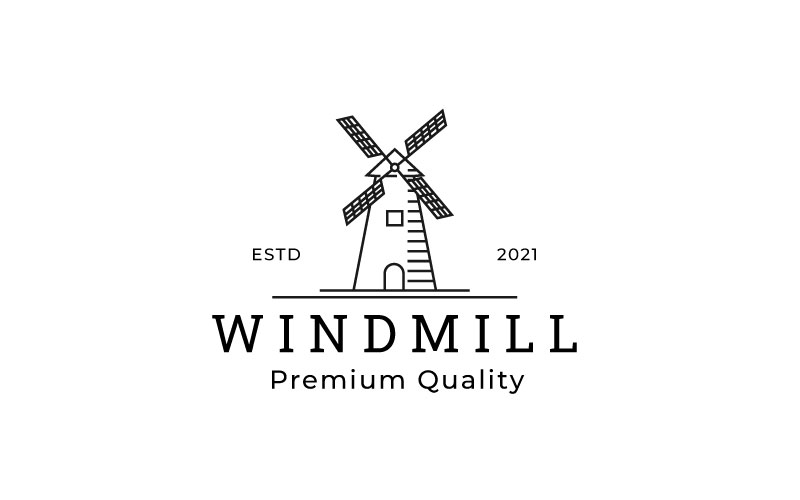 Minimalist Line Art Windmill Logo Design Template