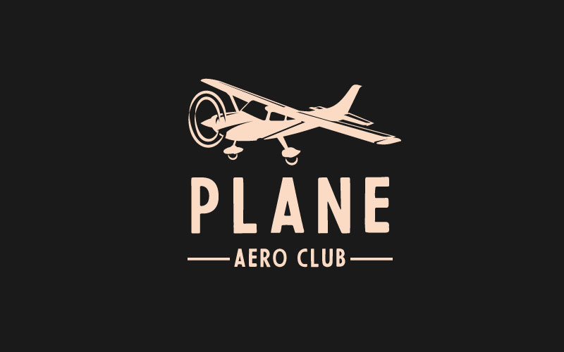 Light Small Airplane Logo, Airplane Club or Travel Logo Design Template