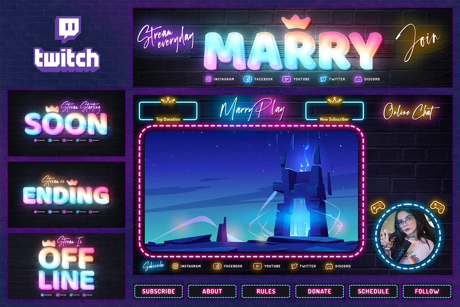 Neon Gaming - Twitch Stream Templates