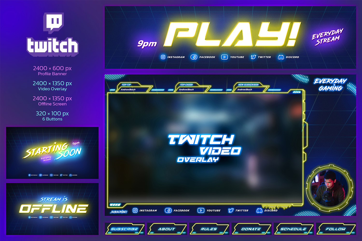 Stream Gaming - Neon Templates