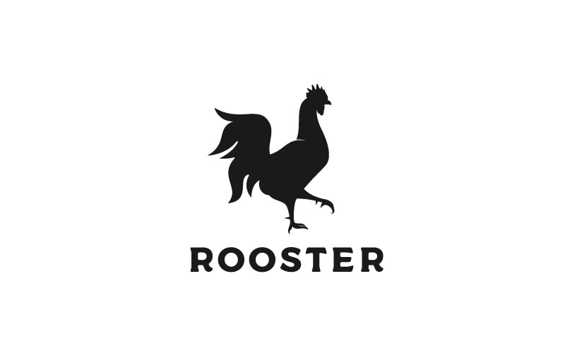 Rooster Chicken Silhouette Logo Design Template
