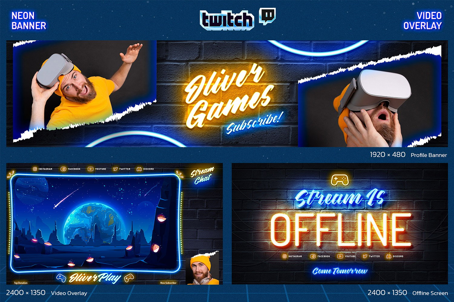 Neon Gaming Stream Templates