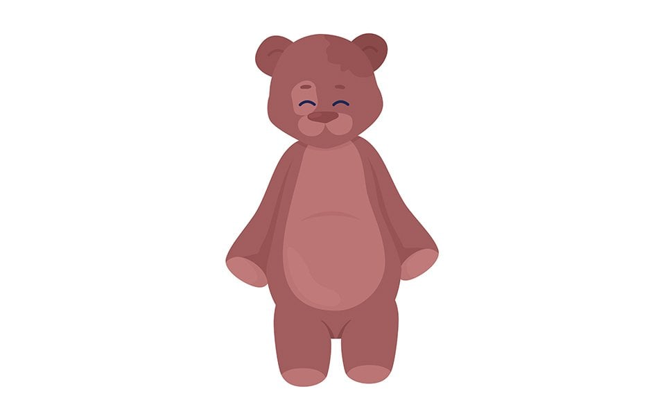 Cute teddy bear semi flat color vector object