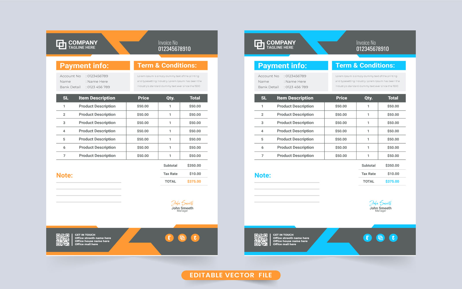 Business cash receipt and invoice vector