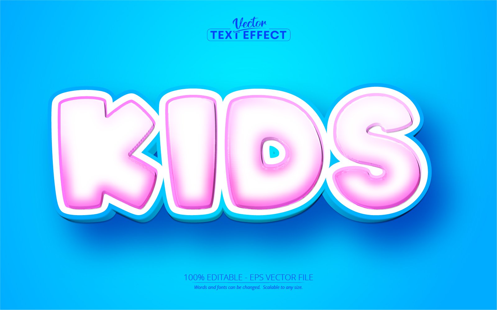 Kids - Editable Text Effect, Pink And Cartoon Text Style, Graphics Illustration