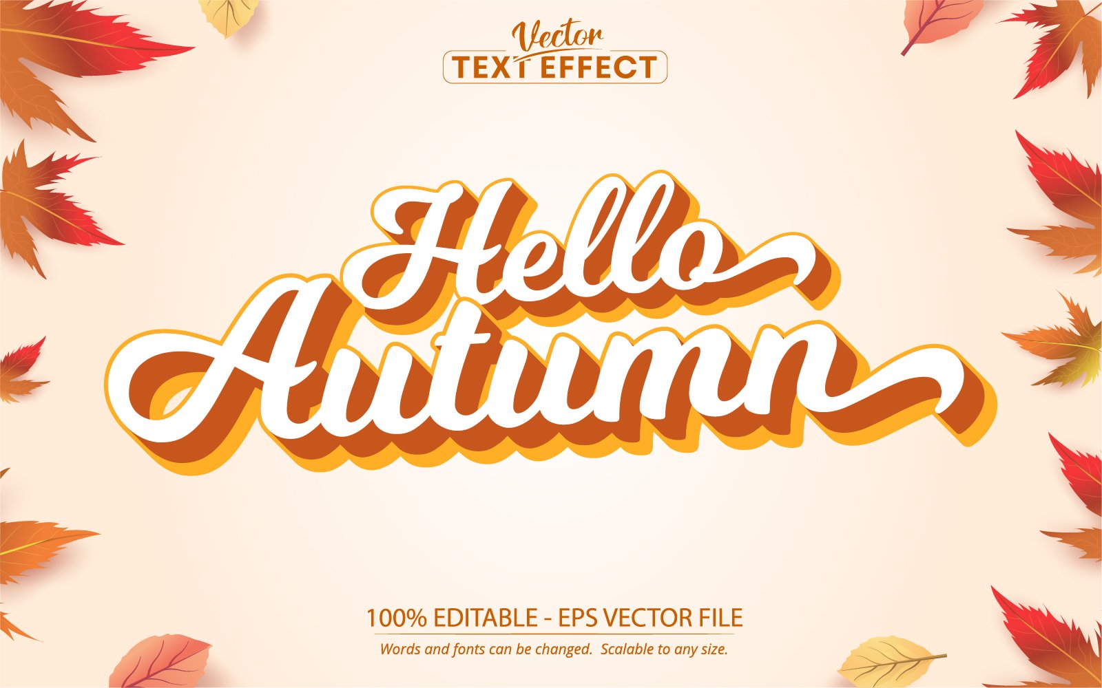 Hello Autumn - Editable Text Effect, Minimal And Cartoon Text Style, Graphics Illustration