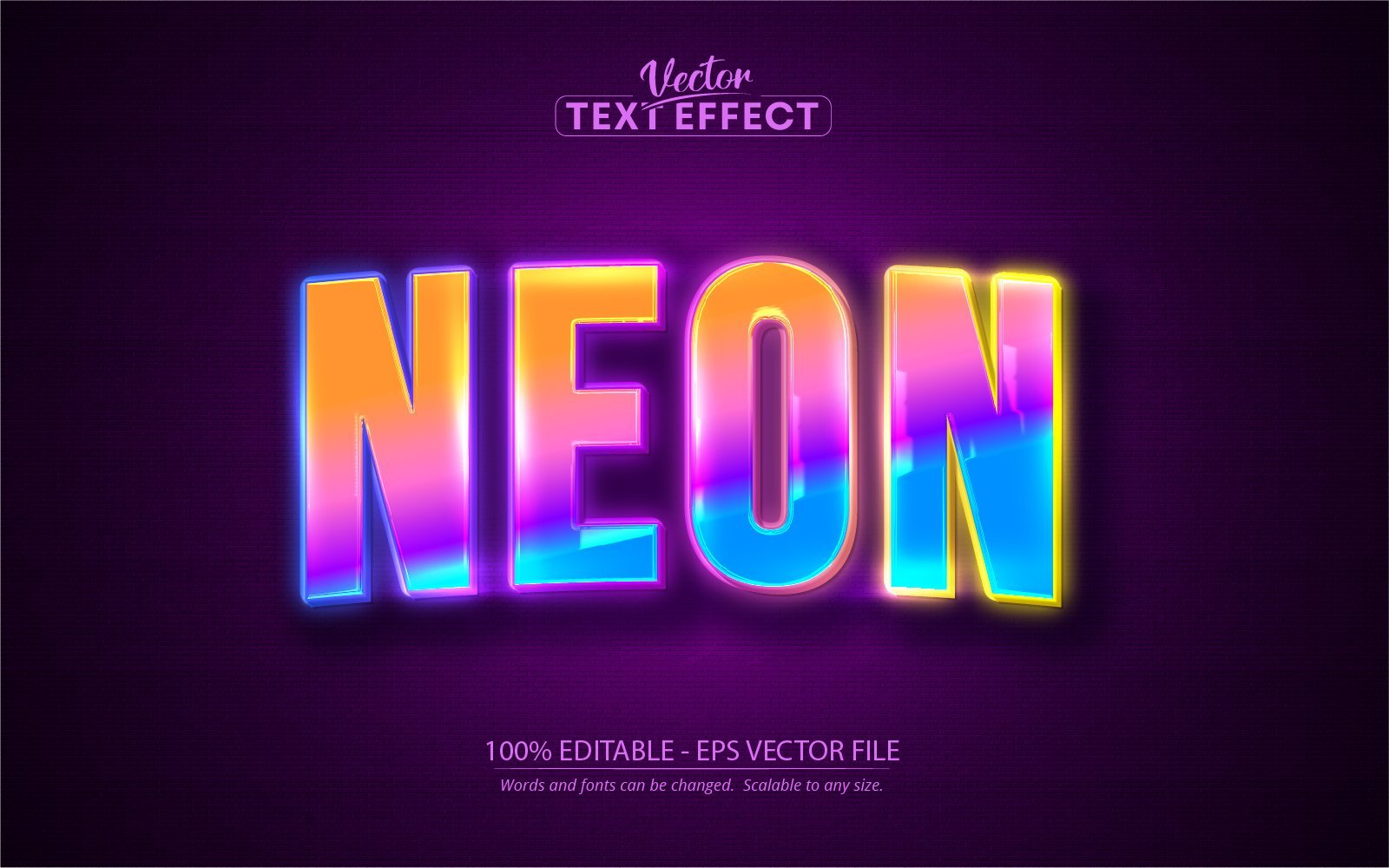 Neon - Editable Text Effect, Colorful Shiny Neon Light Text Style, Graphics Illustration
