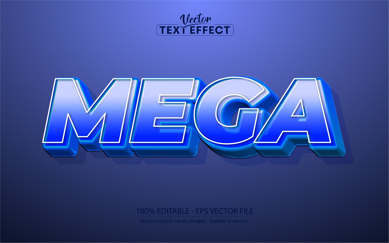 Mega - Editable Text Effect, Comic And Blue Cartoon Text Style, Graphics Illustration