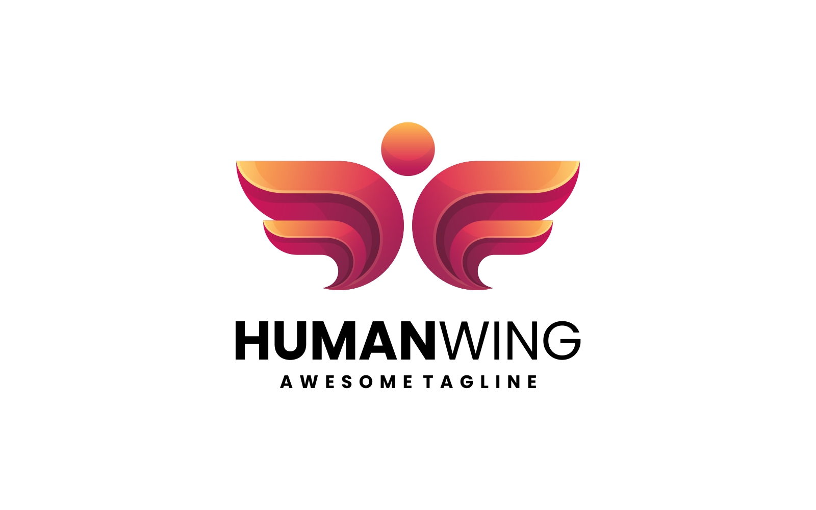 Human Wing Gradient Logo Design