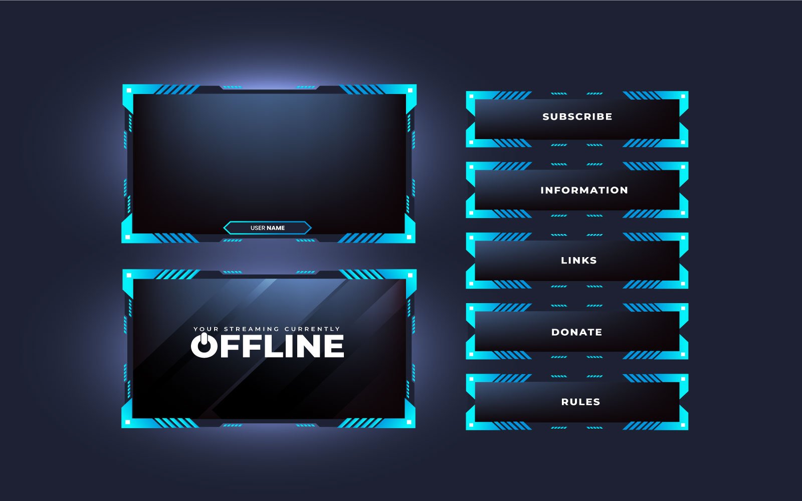 Futuristic streaming overlay frame