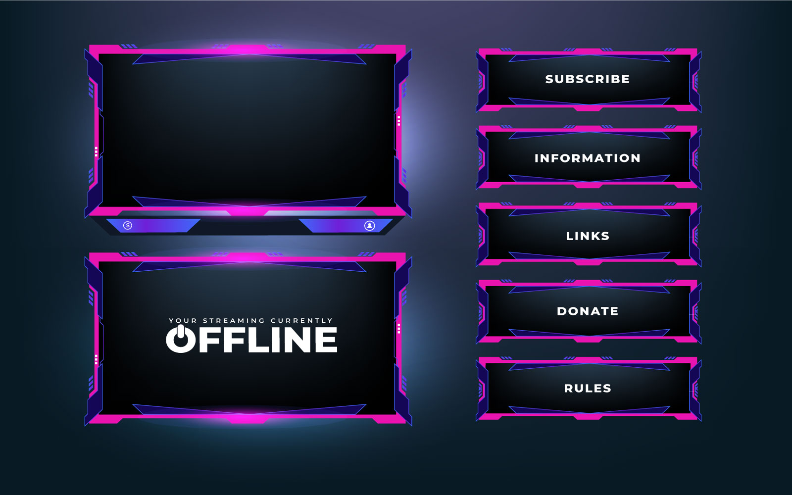 Live gaming overlay template vector