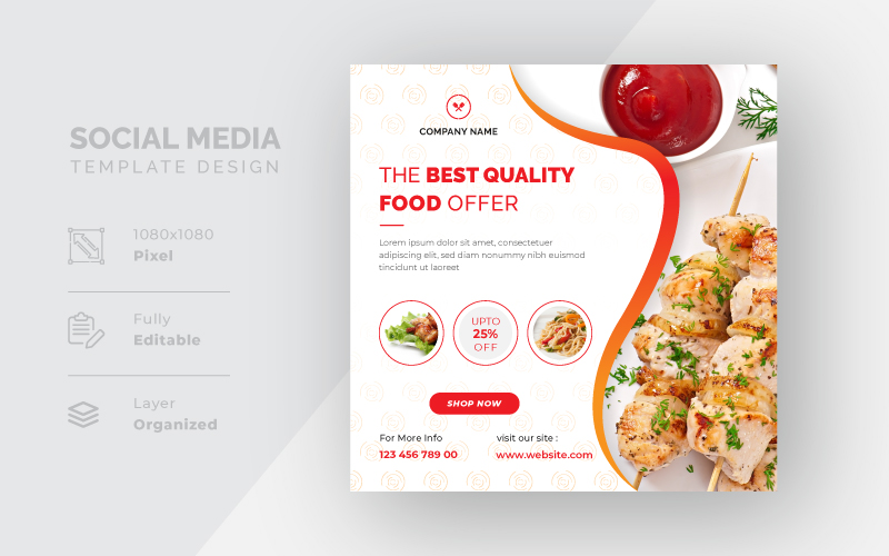 The Best Quality Food Offer Social Media Promotional Sale Post Template Design