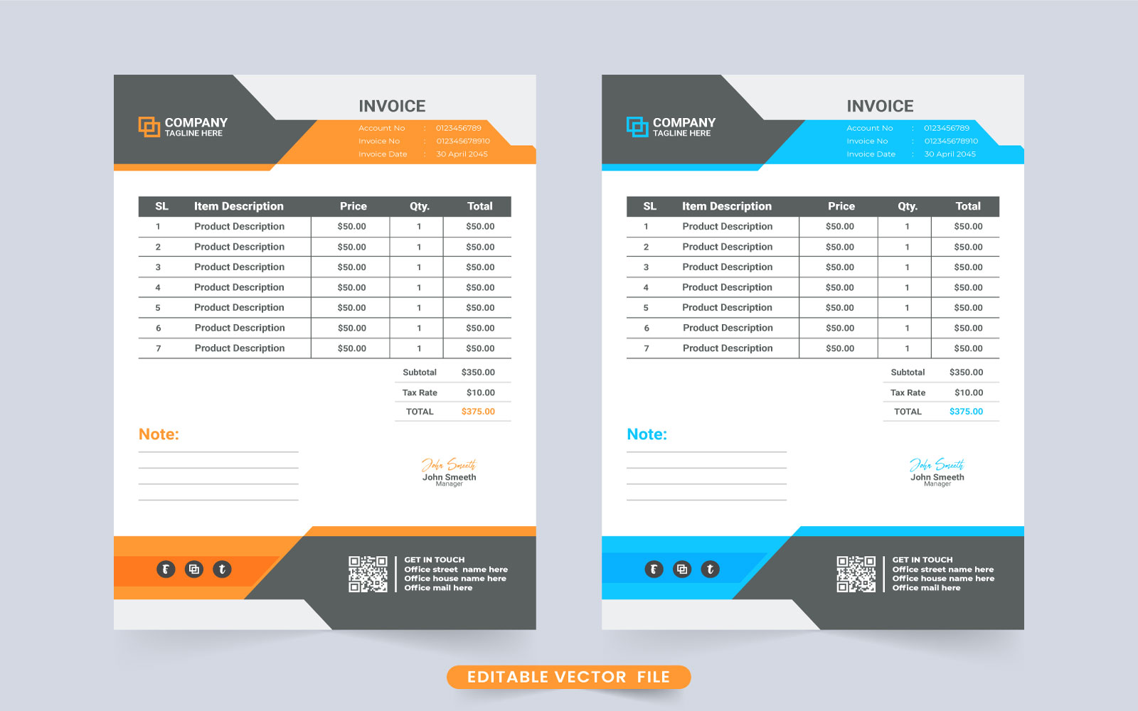 Business invoice and voucher design