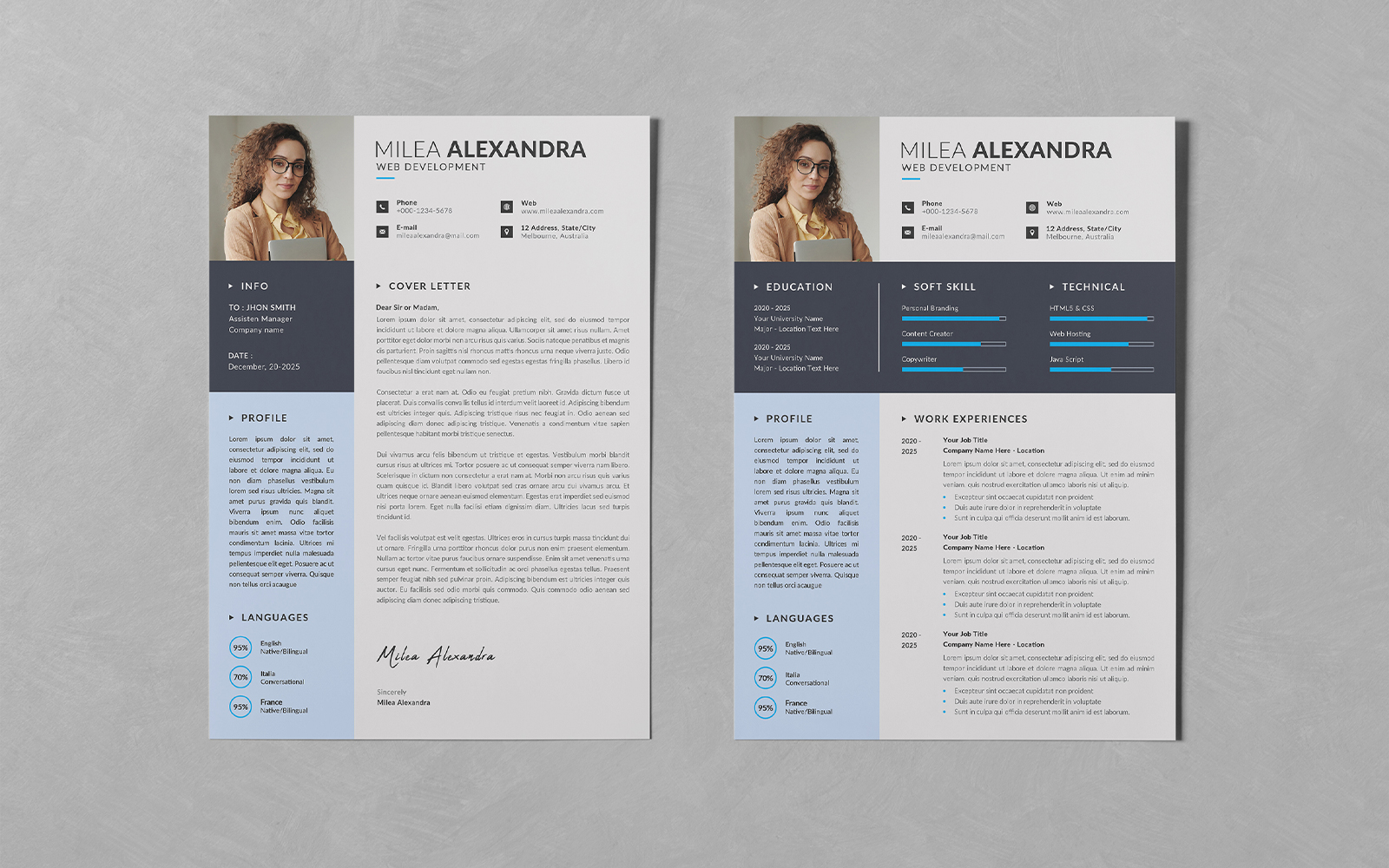 Creative Modern Professional Resume/CV Design PSD Templates